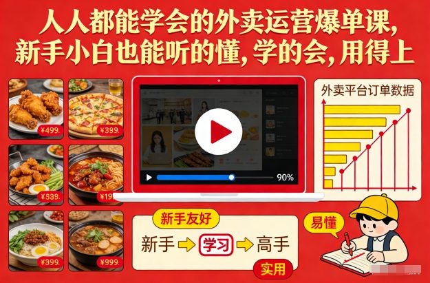 人人都能学会的外卖运营爆单课，新手小白也能听的懂，学的会，用得上-南友云赚