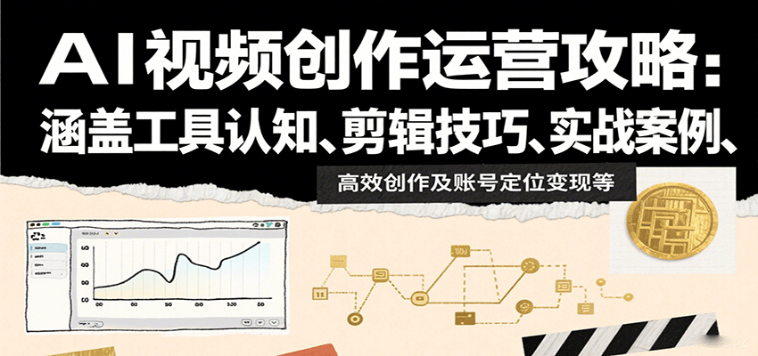AI视频创作运营攻略：涵盖工具认知、剪辑技巧、实战案例、高效创作及账号定位变现等-南友云赚