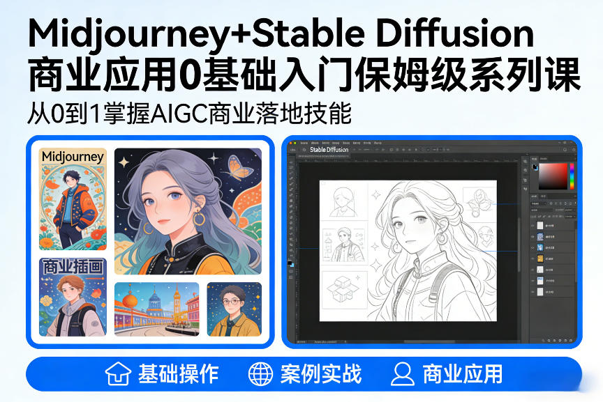 AIGC商业应用Midjourney+Stable Diffusion教程，0基础入门保姆级系列课-南友云赚