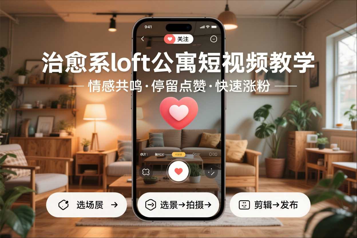 治愈系loft公寓短视频制作教学，情感共鸣引停留点赞关注，快速起号涨粉-南友云赚