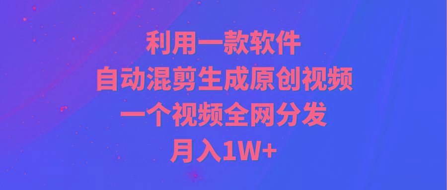 (9472期)利用一款软件，自动混剪生成原创视频，一个视频全网分发，月入1W+附软件-南友云赚
