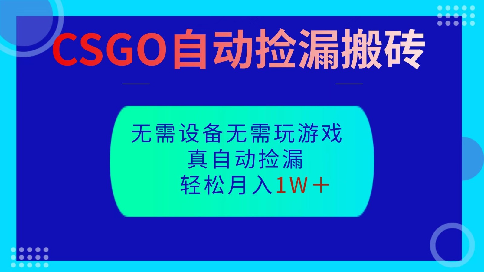 CSGO自动捡漏搬砖，当天操作当天见结果，无需了解游戏，包教包会包落地-南友云赚
