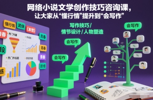 网络小说文学创作技巧咨询课，让大家从“懂行情”提升到”会写作”的高度-南友云赚