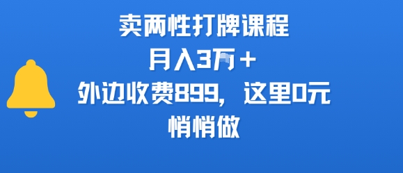 卖两性打牌课程，月入3W+外边收费899的课程，这里0元，悄悄做-南友云赚
