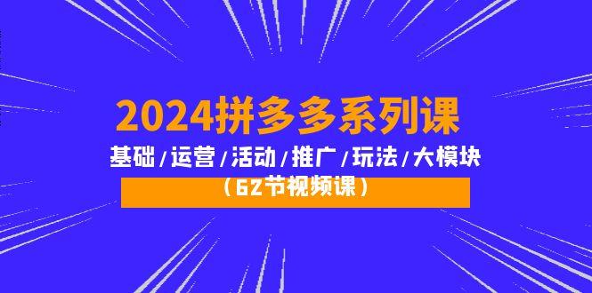 (10019期)2024拼多多系列课：基础/运营/活动/推广/玩法/大模块(62节视频课)-南友云赚