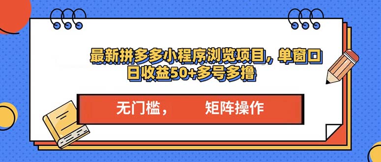 最新拼多多小程序变现项目，单窗口日收益50+多号操作-南友云赚