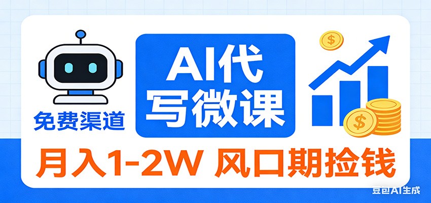 2026告别打工！AI 代写微课，提供免费渠道，月入 1-2W 风口期捡钱-南友云赚