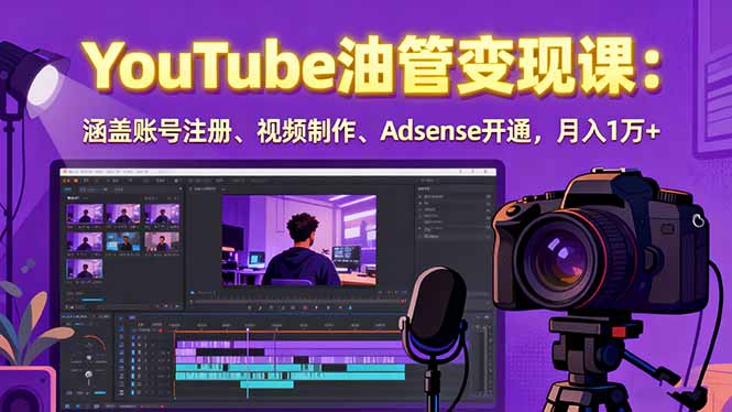 2025YouTube油管变现课：涵盖账号注册、视频制作、Adsense开通，月入1万+-南友云赚