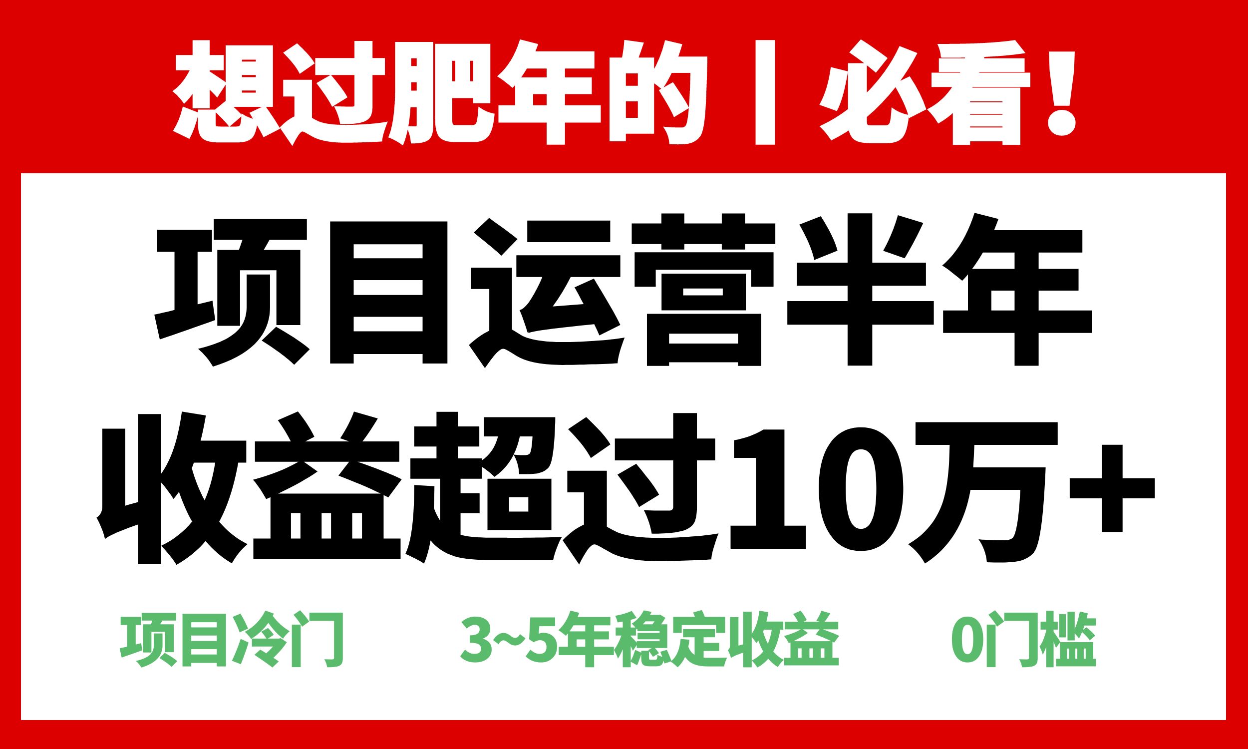 年前过肥年的必看的超冷门项目，半年收益超过10万+，-南友云赚