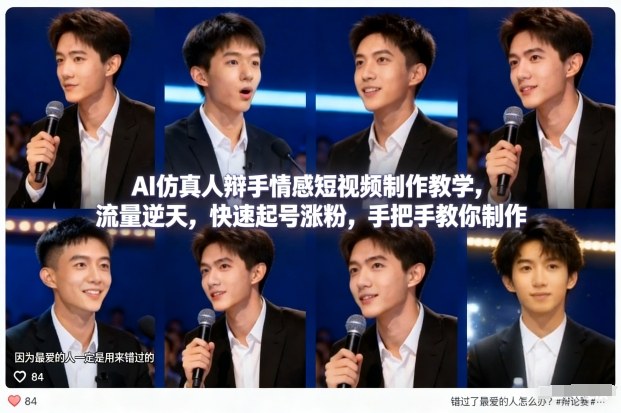 AI仿真人辩手情感短视频制作教学，流量逆天，快速起号涨粉，手把手教你制作-南友云赚