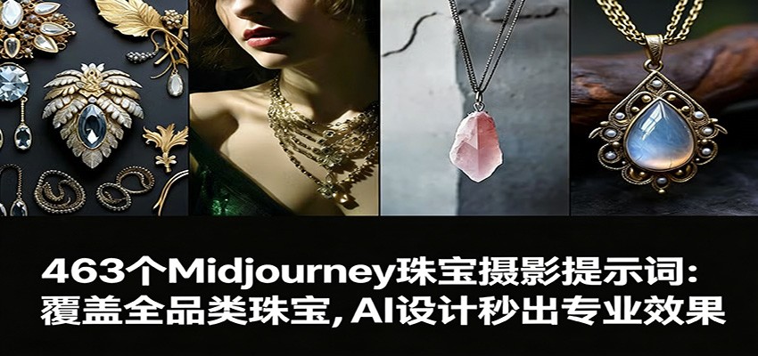463个Midjourney珠宝摄影提示词：覆盖全品类珠宝，AI设计秒出专业效果-南友云赚