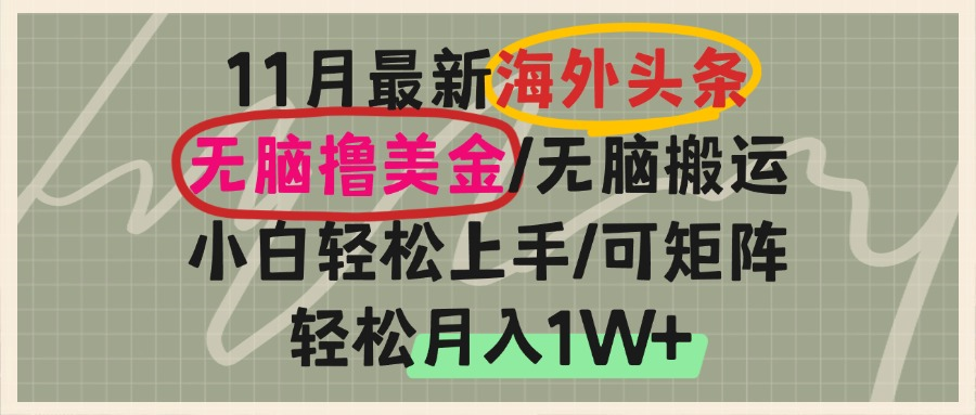 海外头条，无脑搬运撸美金，小白轻松上手，可矩阵操作，轻松月入1W+-南友云赚