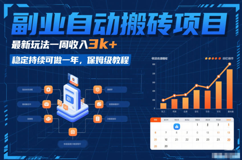 副业自动搬砖项目，最新玩法一周收入3k+，稳定持续可做一年，保姆级教程【揭秘】-南友云赚