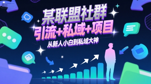 某联盟社群，引流+私域+项目，从新人小白到私域大神-南友云赚