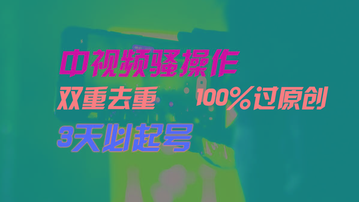 中视频骚操作，双重去重100%过原创，3天比必起号，简单无脑，月入3W+-南友云赚