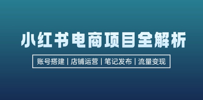 小红书电商项目全解析，包括账号搭建、店铺运营、笔记发布  实现流量变现-南友云赚