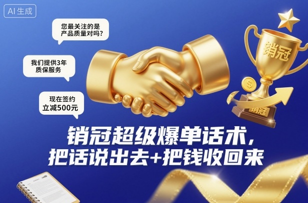 销冠超级爆单话术，把话说出去+把钱收回来-南友云赚