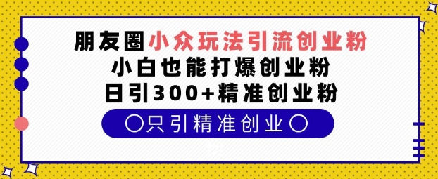 朋友圈小众玩法引流创业粉，小白也能打爆创业粉，日引300+精准创业粉【揭秘】-南友云赚