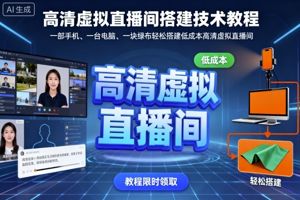 高清虚拟直播间搭建技术教程，一部手机、一台电脑、一块绿布轻松搭建低成本高清虚拟直播间-南友云赚