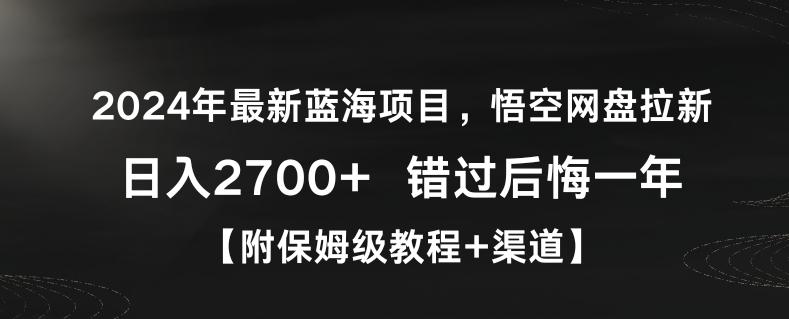 2024年最新蓝海项目，悟空网盘拉新，日入2700+错过后悔一年【附保姆级教程+渠道】【揭秘】-南友云赚