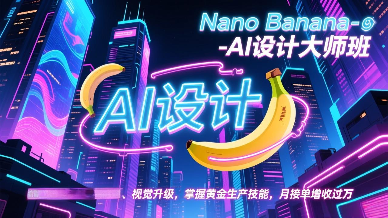 Nano Banana-AI设计大师班，修图合成、广告创作、视觉升级，掌握黄金生产技能，月接单增收过万-南友云赚