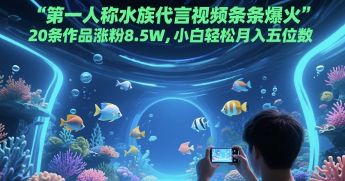 cb9c520bd786810c207229c13d05d013.jpeg 第一人称水族代言视频条条爆火,20条作品涨粉8.5W,小白轻松月入五位数
