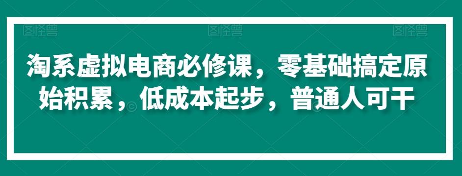 淘系虚拟电商必修课，零基础搞定原始积累，低成本起步，普通人可干-南友云赚