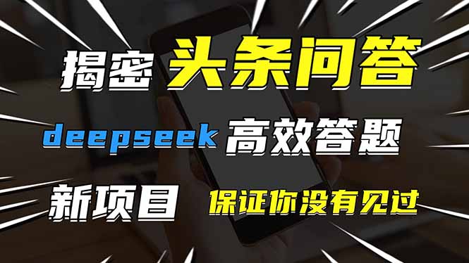 头条问答，刚出的新玩法！保证你没见过！用DeepSeek去高效答题，一个账…-南友云赚