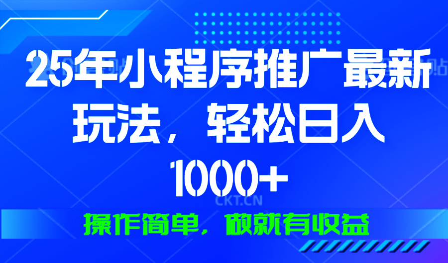 25年微信小程序推广最新玩法，轻松日入1000+，操作简单 做就有收益-南友云赚