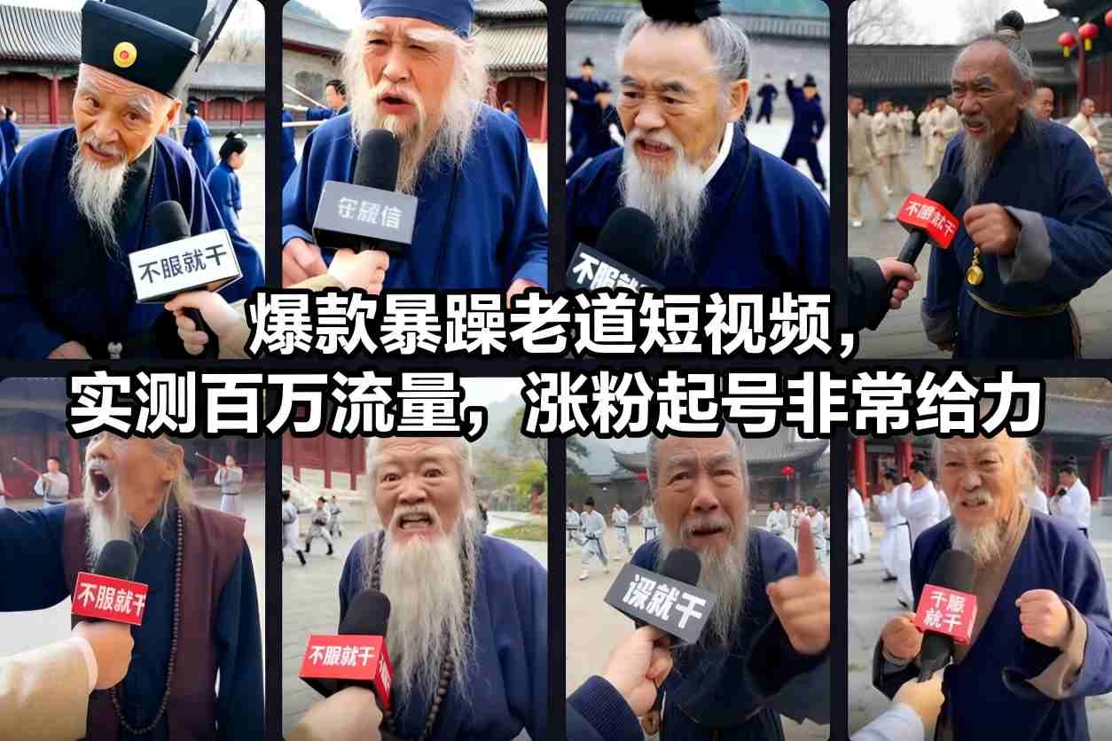 爆款暴躁老道短视频，实测百万流量，涨粉起号非常给力-南友云赚
