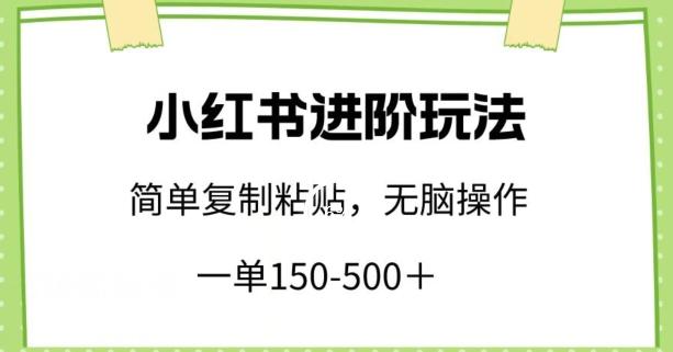 小红书进阶玩法，一单150-500+，简单复制粘贴，小白也能轻松上手【揭秘】-南友云赚