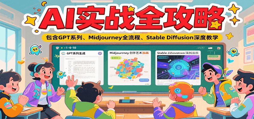 AI实战全攻略，包含GPT系列、Midjourney全流程、Stable Diffusion深度教学-南友云赚