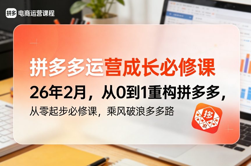拼多多运营成长必修课26年2月，从0到1重构拼多多，从零起步必修课，乘风破浪多多路-南友云赚