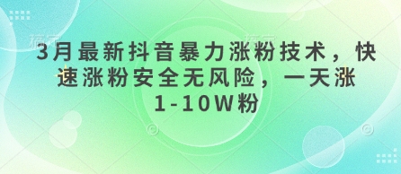 3月最新抖音暴力涨粉技术，快速涨粉安全无风险，一天涨1-10W粉-南友云赚