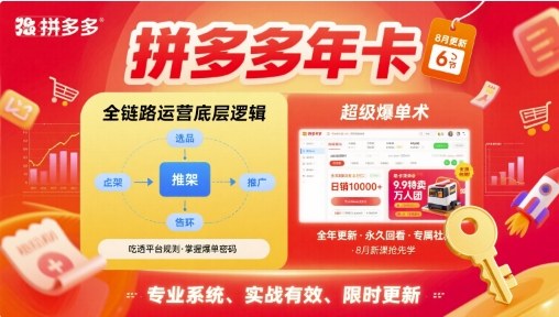 拼多多年卡，拼多多全链路运营底层逻辑，超级爆单术【更新26年1月】-南友云赚