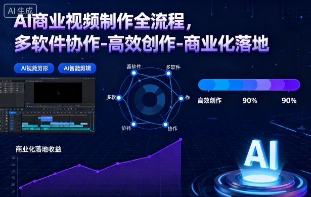 AI商业视频制作全流程，多软件协作-高效创作-商业化落地-南友云赚