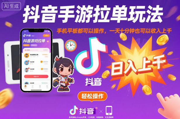 d3039770617a96de1efe5902684513eb.jpeg 抖音手游拉单玩法,手机平板都可以操作,一天十分钟也可以收入上K【揭秘】
