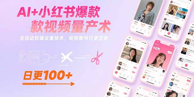 AI+小红书爆款视频量产术：全自动剪辑去重技术，矩阵账号日更百条-南友云赚