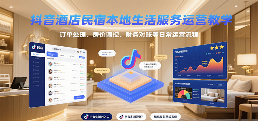 抖音酒店民宿本地生活服务运营教学，订单处理、房价调控、财务对账等日常运营流程-南友云赚