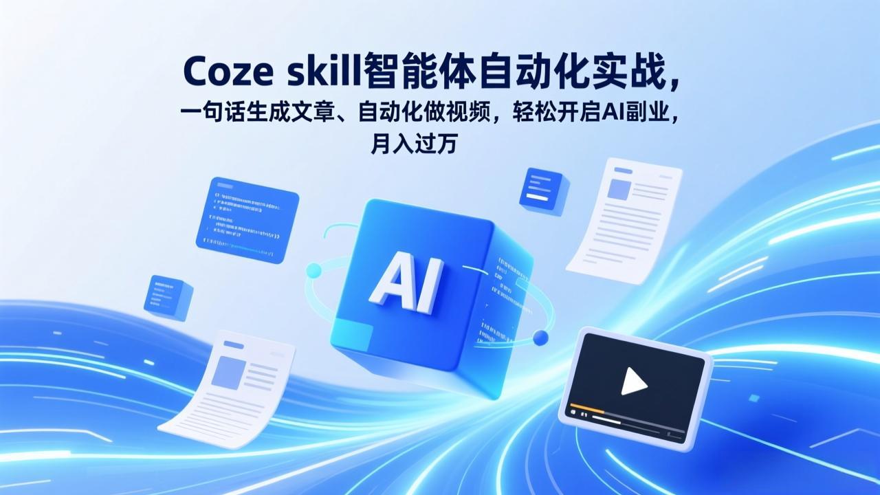 Coze skill智能体自动化实战，一句话生成文章、自动化做视频，轻松开启AI副业，月入过万-南友云赚