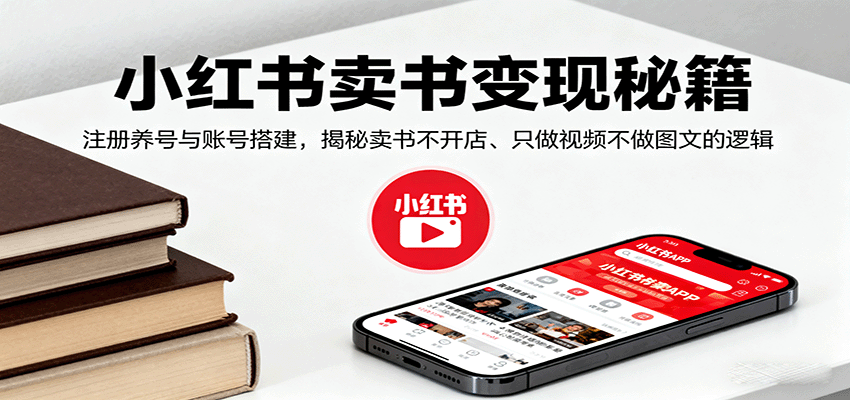 小红书卖书变现秘籍，注册养号与账号搭建，揭秘卖书不开店、只做视频不做图文的逻辑-南友云赚