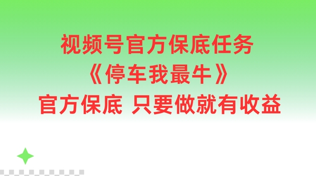 视频号官方保底任务，停车我最牛，官方保底只要做就有收益【揭秘】-南友云赚