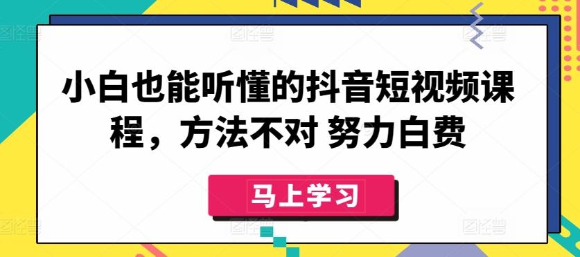 小白也能听懂的抖音短视频课程，方法不对 努力白费-南友云赚