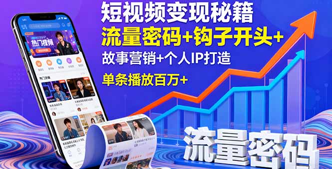 dc8307665787a4d65a823130d48322d8.jpeg 短视频变现秘籍,流量密码+钩子开头+故事营销+个人IP打造,单条播放百万+