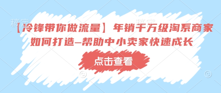 【冷锋带你做流量】年销千万级淘系商家如何打造–帮助中小卖家快速成长-南友云赚