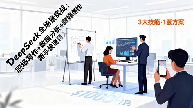 dd5af6b9fb024fabc27c04b082c1ea3d.jpeg DeepSeek全场景实战:职场写作+数据分析+自媒体创作,新手快速月入过万