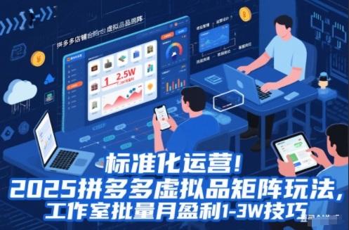 ddec0c535cce65718f8fe4646dea6a74.jpeg 标准化运营!2025拼多多虚拟品矩阵玩法,工作室批量月盈利1-3W技巧【揭秘】
