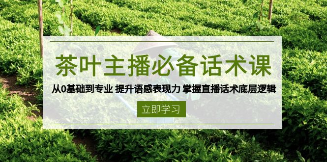 茶叶 主播必备话术课 从0基础到专业 提升语感表现力 掌握直播话术底层逻辑-南友云赚
