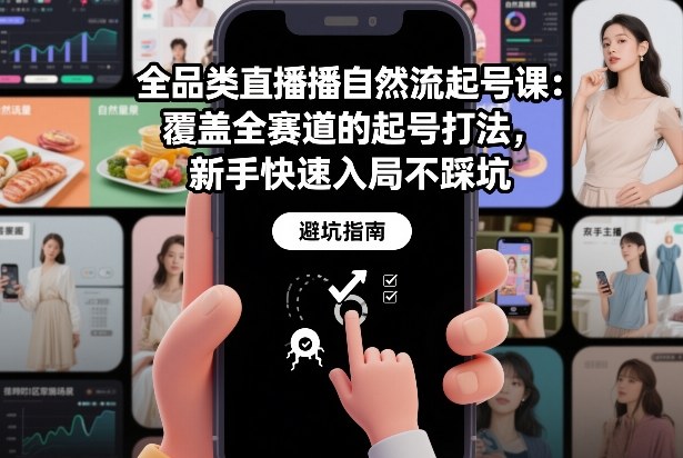 全品类直播自然流起号课：覆盖全赛道的起号打法，新手快速入局不踩坑-南友云赚