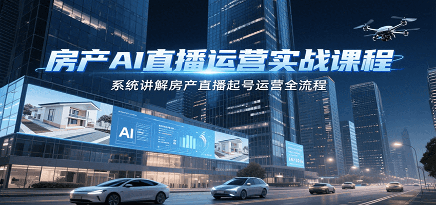 房产AI直播运营实战课程，系统讲解房产直播起号运营全流程-南友云赚